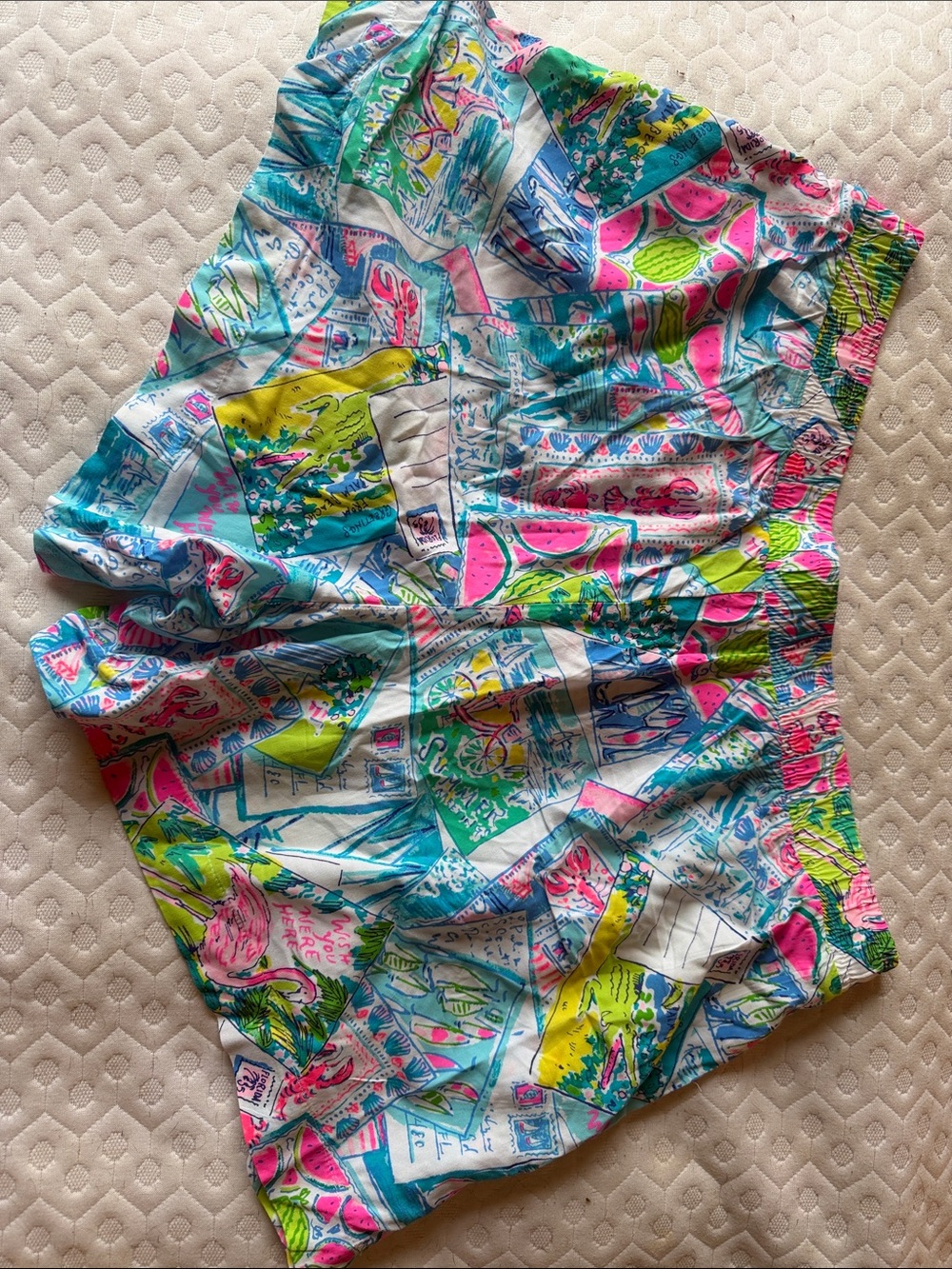 Lilly Pulitzer Bright Pink, Turquoise & Lime Print Athletic Shorts - Picture 3 of 5
